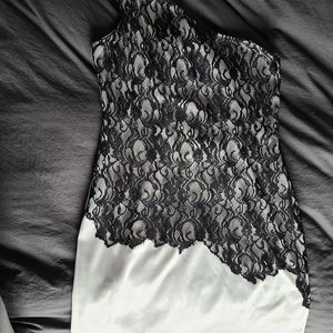 White dress with black lace